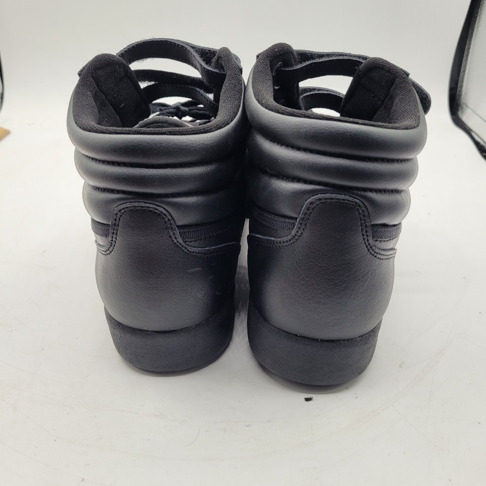 Reebok Freestyle HI High Top Classic Black Leather Women's Sneakers Size 12 - Picture 6 of 8